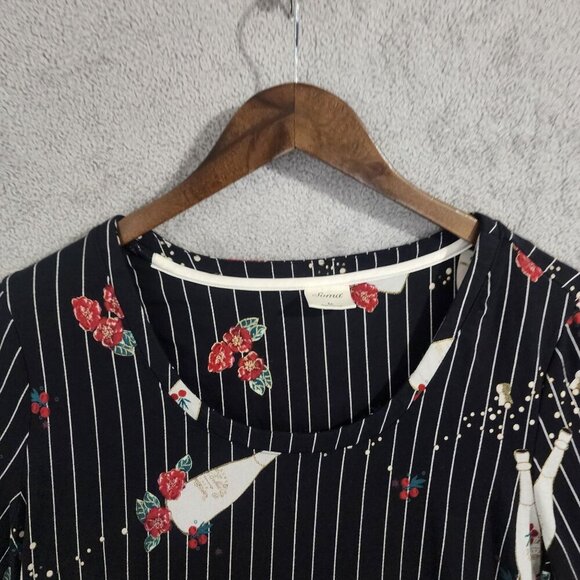 Soma Womens Black Floral Stripe Celebration Printed Midi Shift Dress M   JCT - Picture 6 of 8